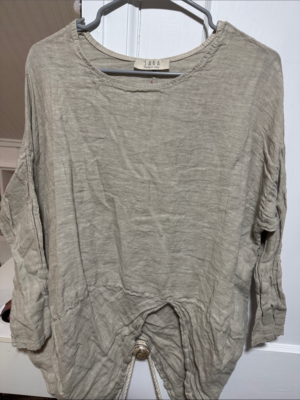 Women's Lightweight Long Sleeve Linen Top in Beige